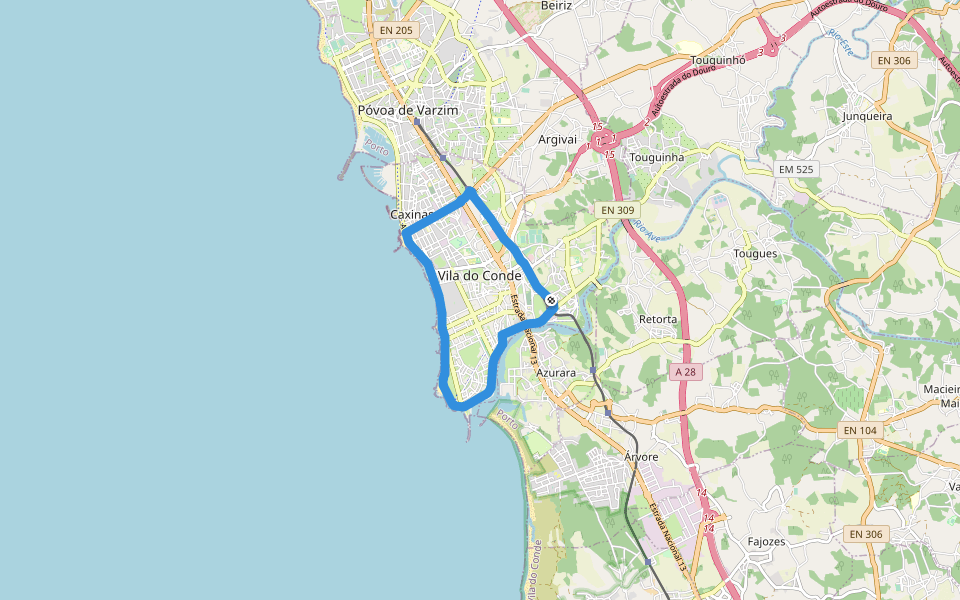 Rio Ave walking route map in Vila do Conde