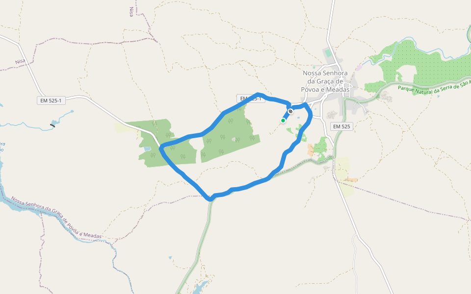 Póvoa outside walking route map in Póvoas e Meadas