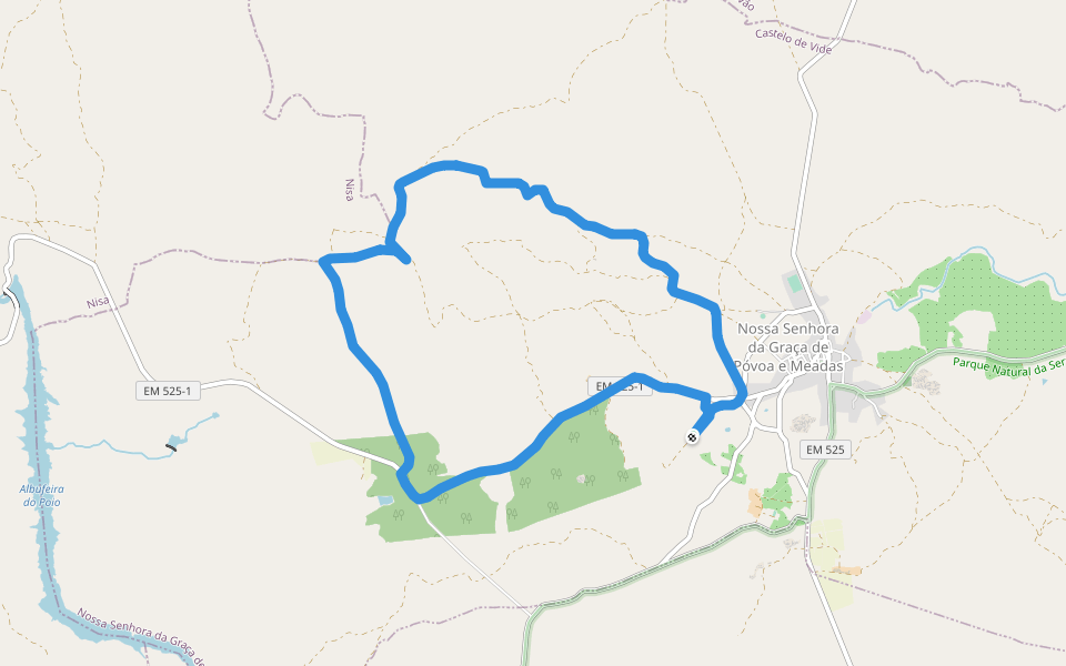 Over Povoa’s fields walking route map in Póvoas e Meadas