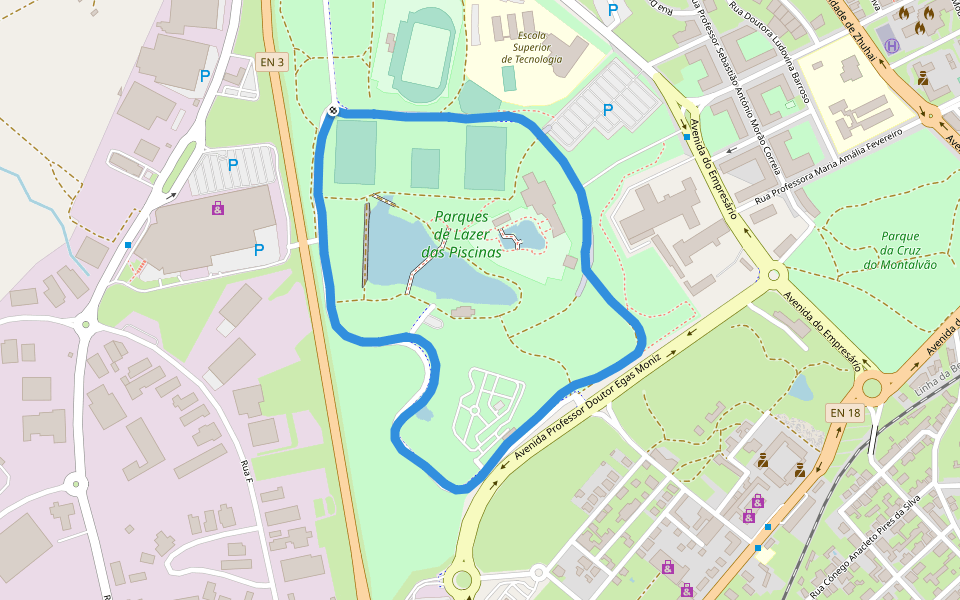 Parques de lazer das piscinas walking route map in Castelo Branco