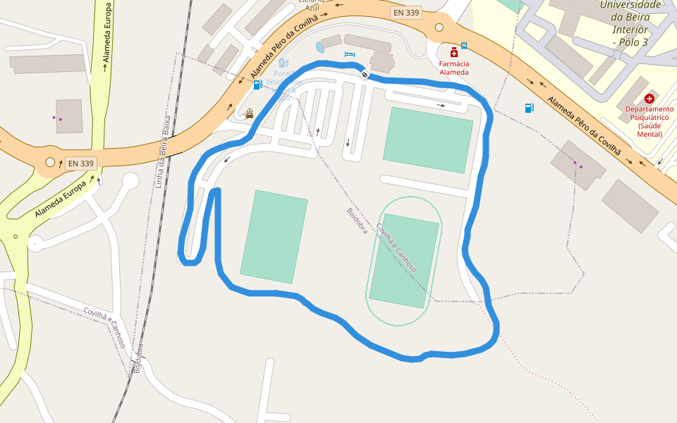 Atalho Complexo desportivo - Boidobra walking route map in Covilhã