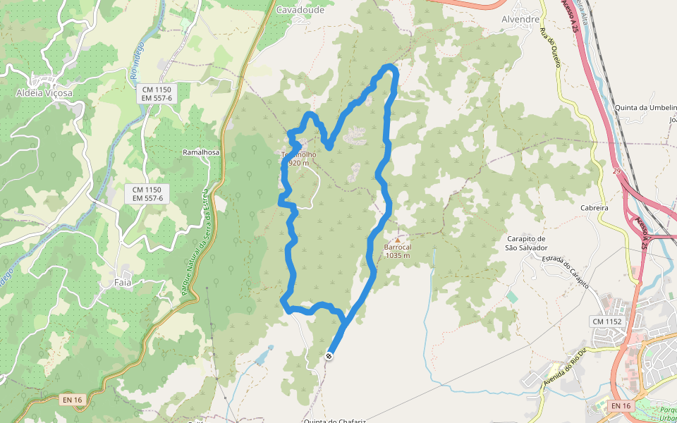 Tentinolho walking route map in Guarda