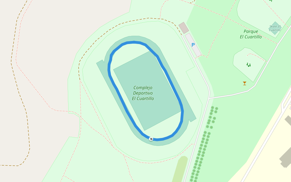 Complejo Deportivo "El Cuartillo" walking route map in (Campus Universitario)