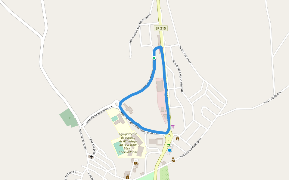 Agrupamento de escolas de Alfândega da Fé (Escola Básica e Secundária) walking route map in Alfândega da Fé