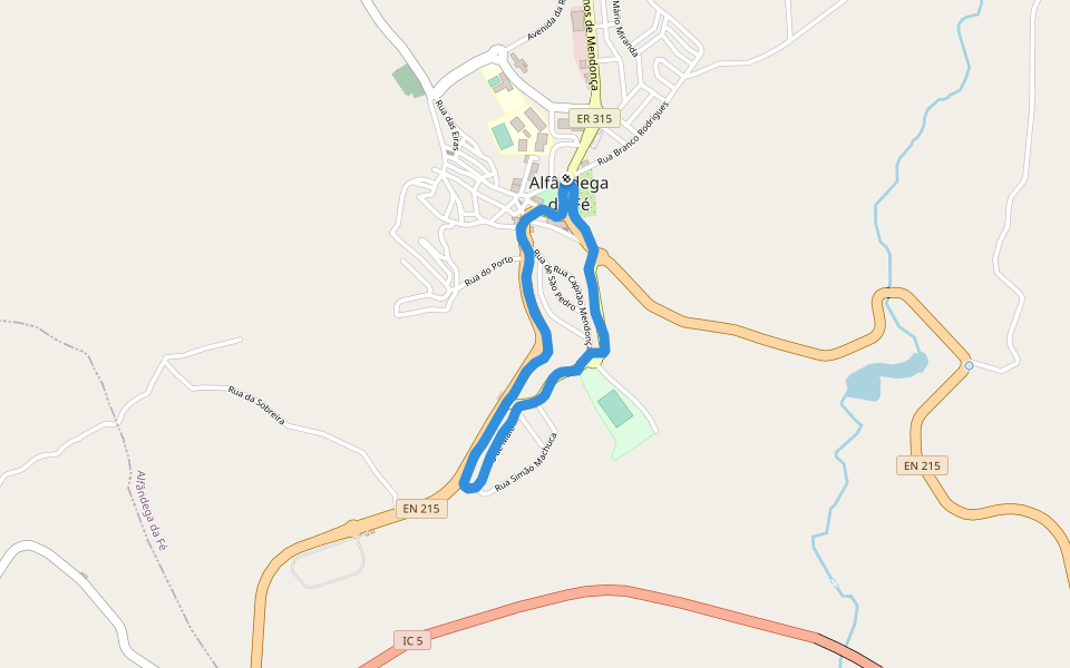 Area de Fitness walking route map in Alfândega da Fé