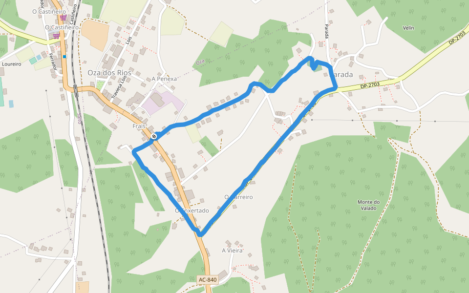 A Vieira walking route map in Oza de los Ríos