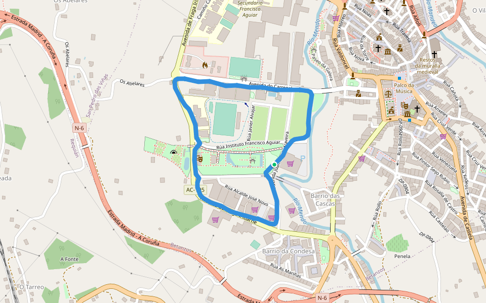 Parque do Pasatempo walking route map in Betanzos