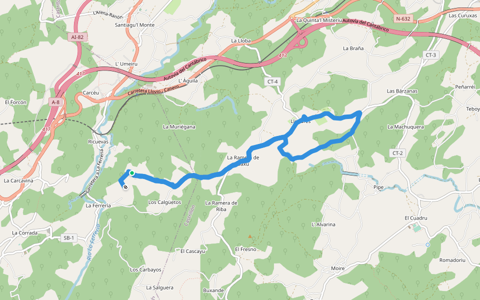 La Ramera de Riba walking route map in Soto del Barco