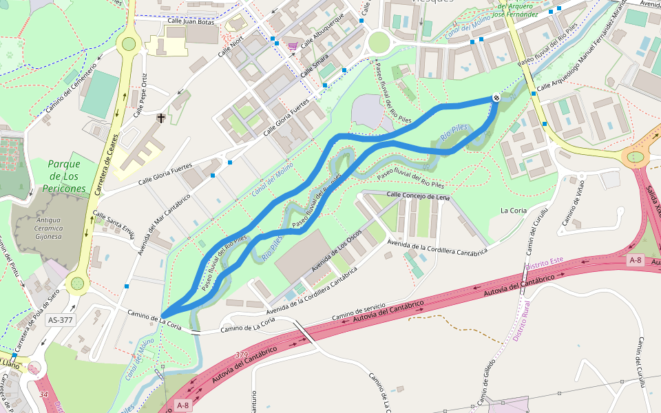 Parque Fluvial Del Rio Piles In Asturias Walking Map Parque Fluvial Del Rio Piles In Asturias Walking Map