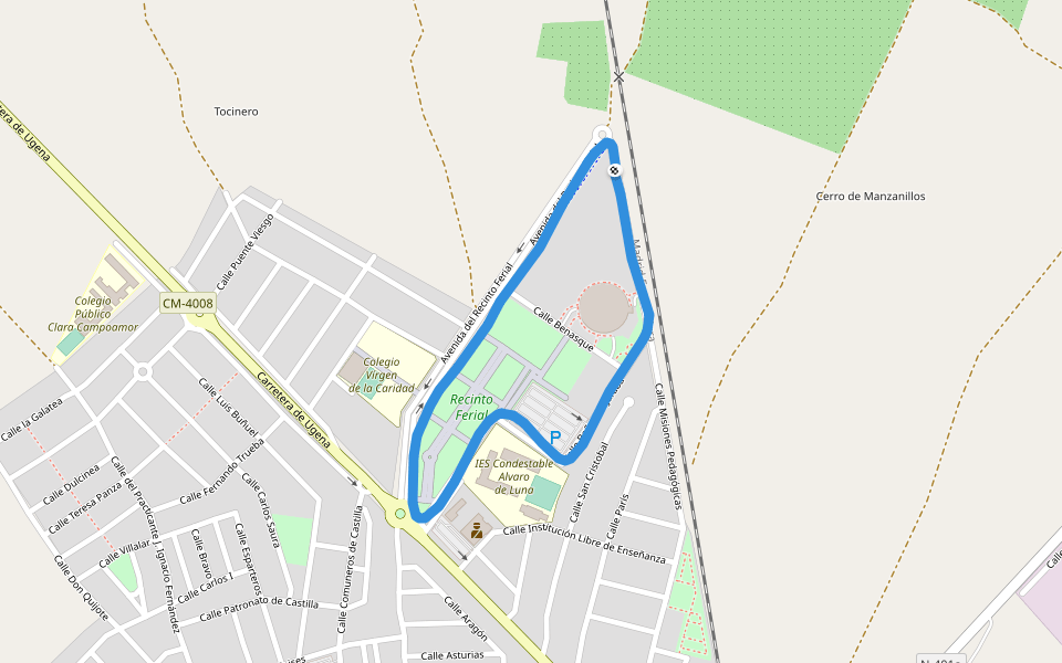 Recinto Ferial walking route map in Illescas