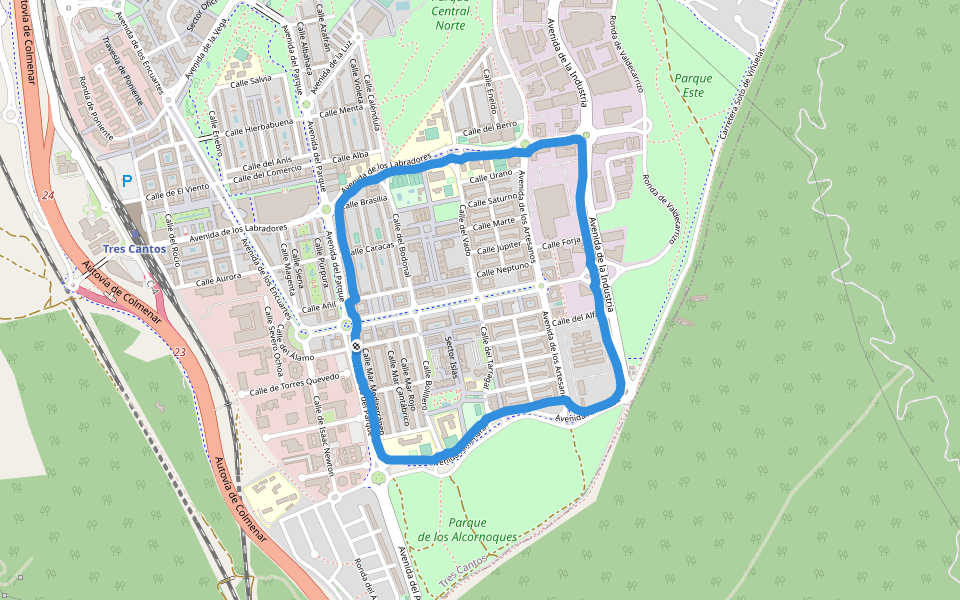 I.E.S. Jorge Manrique - UNED Tres Cantos walking route map in Tres Cantos