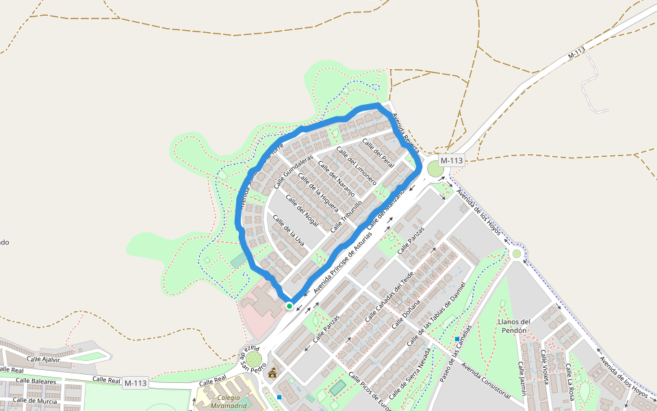 Parque Sierra Miramadrid walking route map in Paracuellos de Jarama