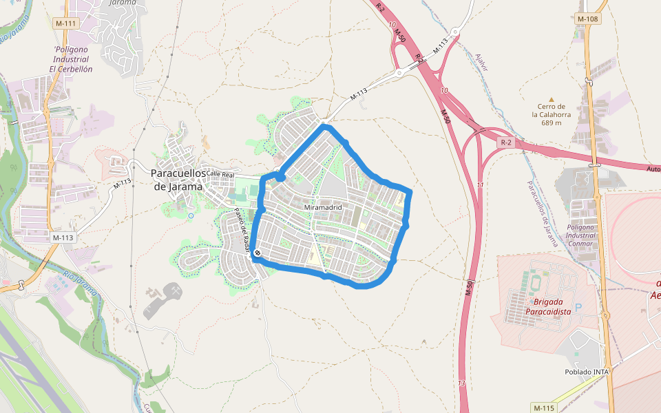 Miramadrid walking route map in Paracuellos de Jarama