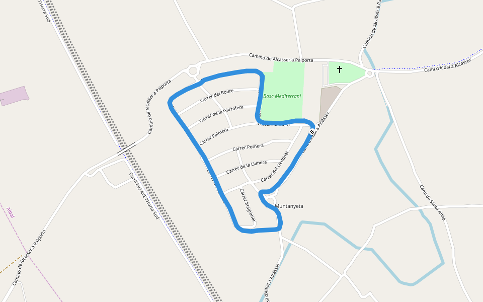 Bosc Mediterrani walking route map in Albal