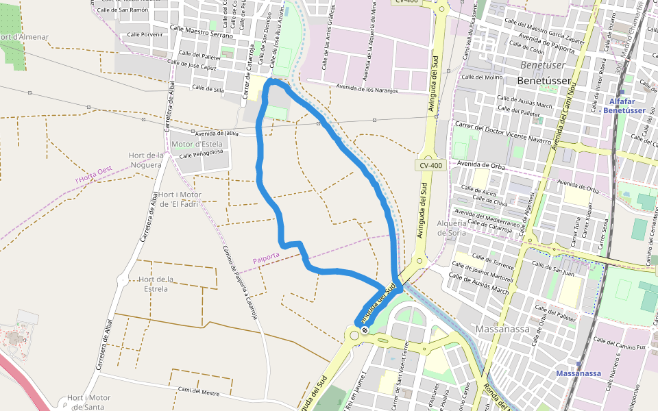 El Palleter walking route map in Catarroja