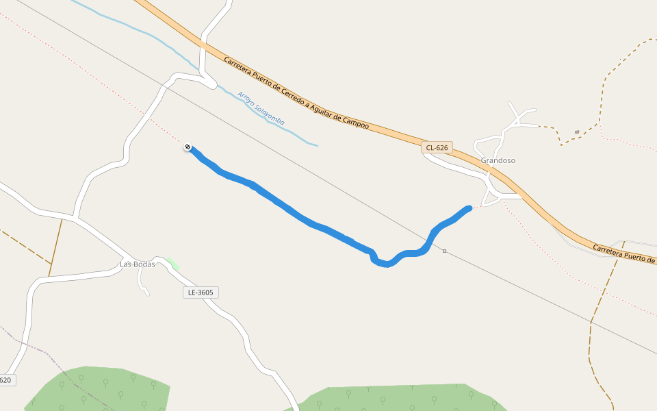 Arroyo Solayomba walking route map in Boñar