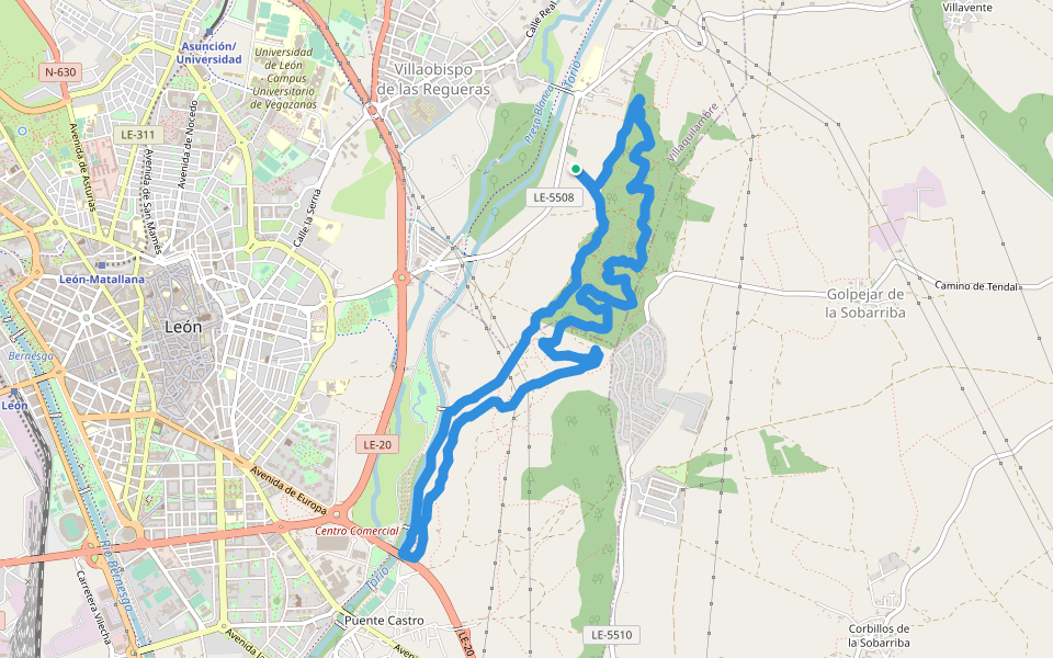 Presa Blanca walking route map in Villaquilambre