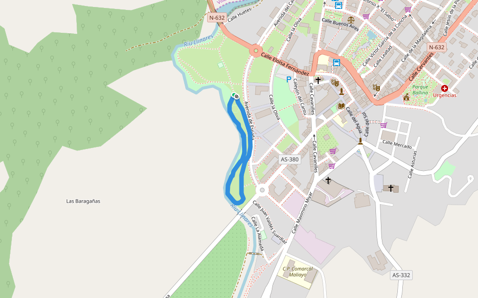 La Barquerina walking route map in Villaviciosa