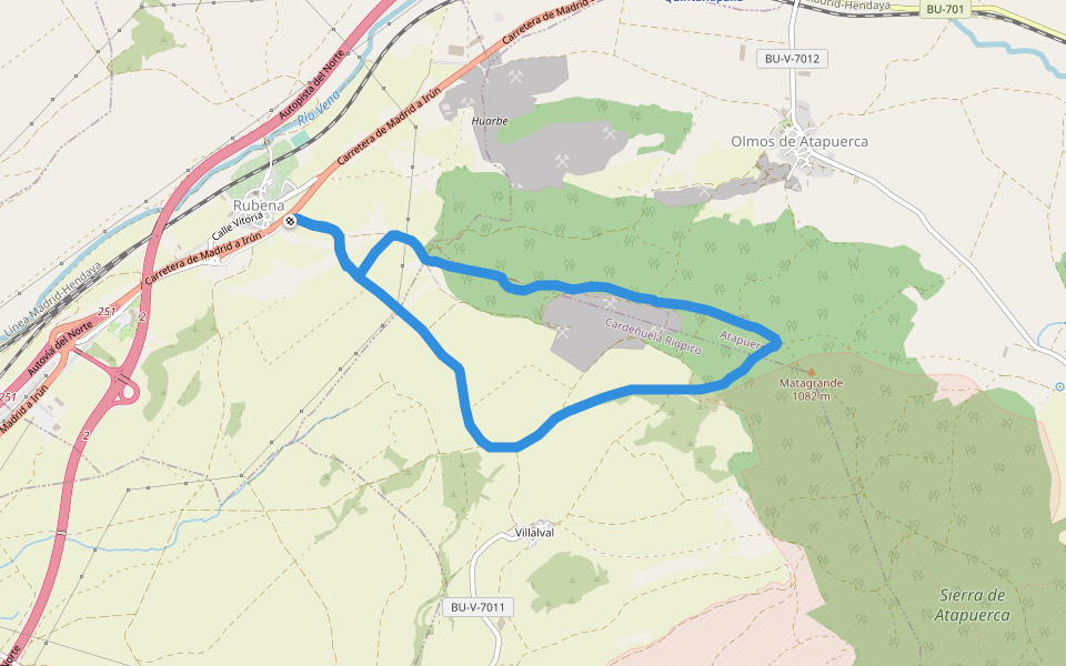 Sierra de Atapuerca walking route map in Rubena