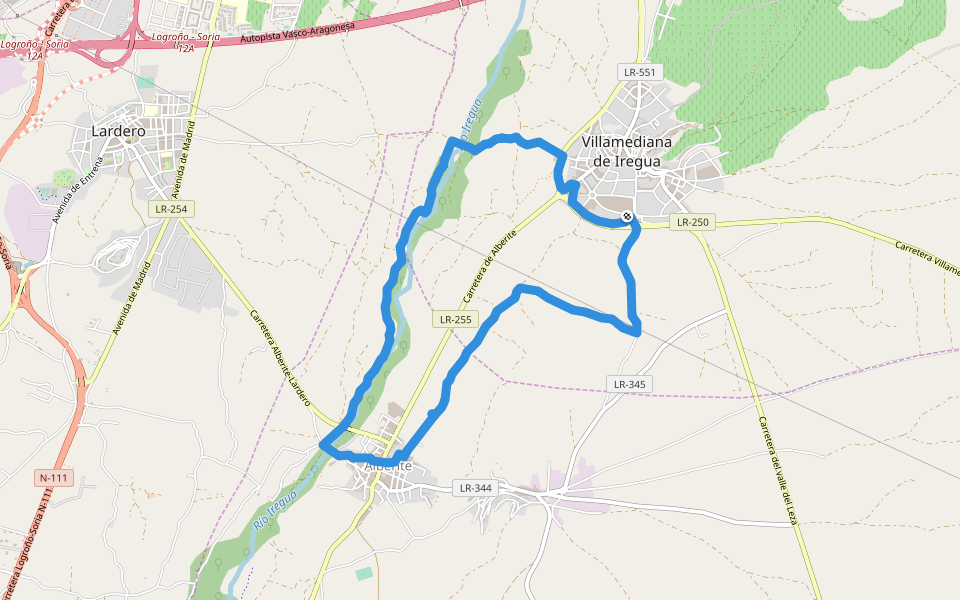Rio Iregua walking route map in Villamediana de Iregua