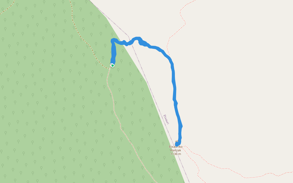 Etxauriko Haitzak walking route map in Salinas de Oro