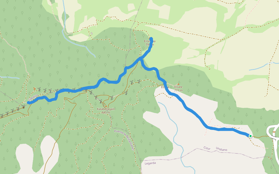 Elzate walking route map in Basongaiz