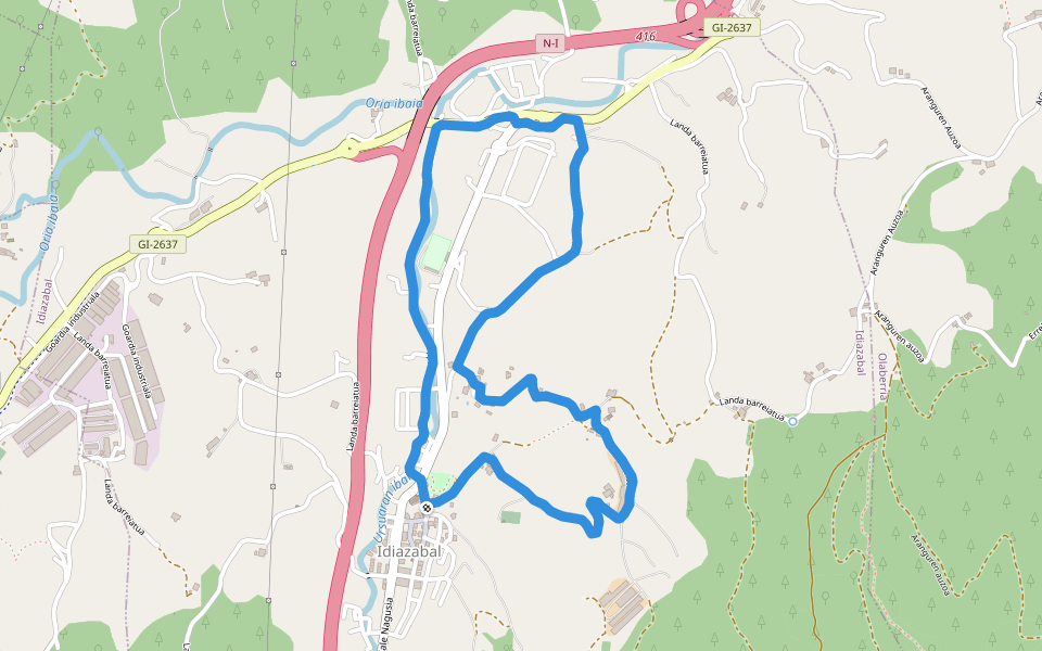 Idiazabal walking route map in Idiazabal