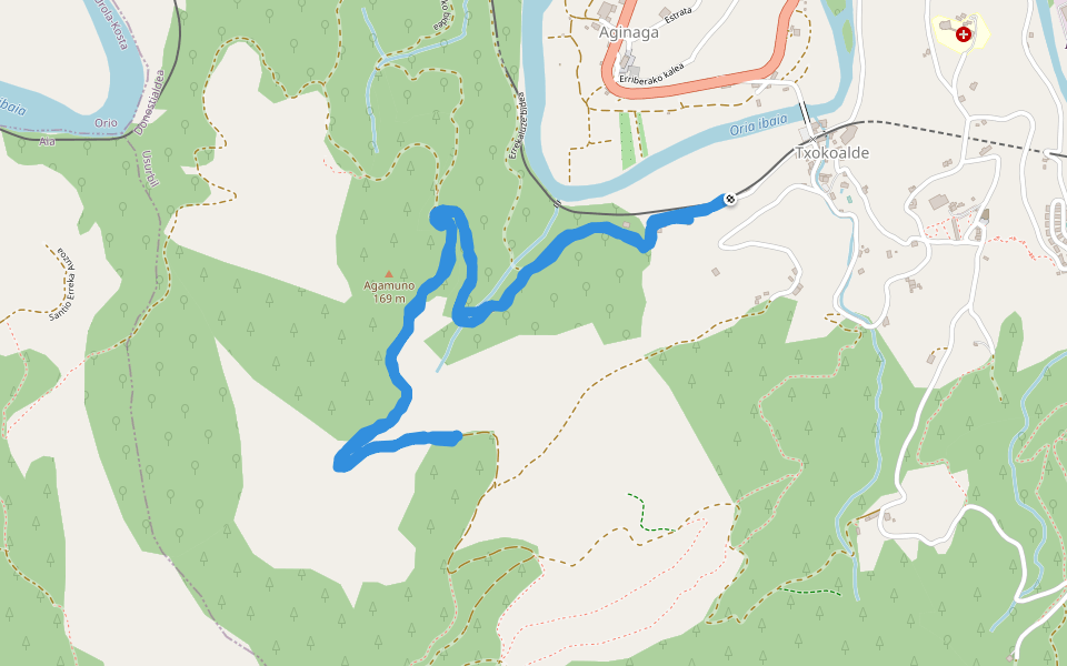 Errekaluze bidea walking route map in Usurbil