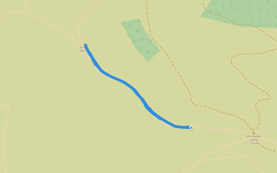 Errebi walking route map in Espelette