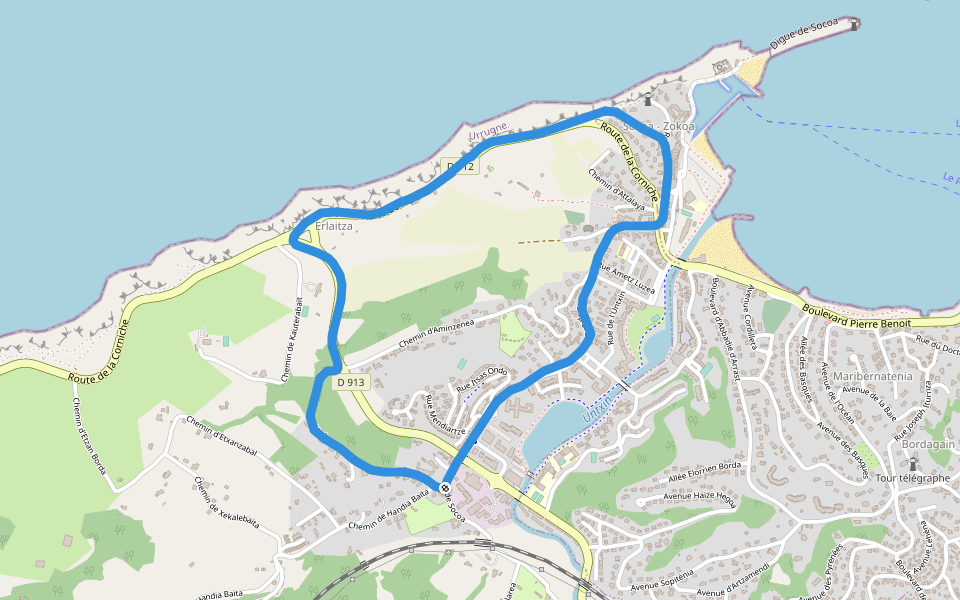 Juantcho walking route map in Urrugne