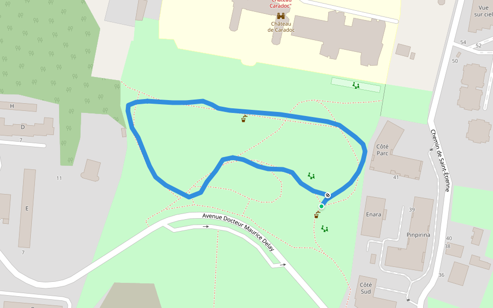Parc de Caradoc walking route map in Bayonne