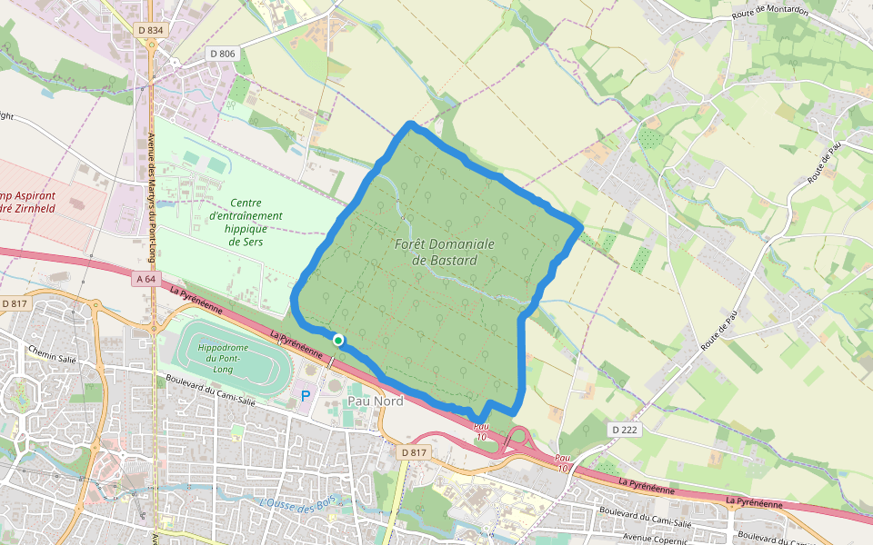 Forêt Domaniale de Bastard walking route map in Pau
