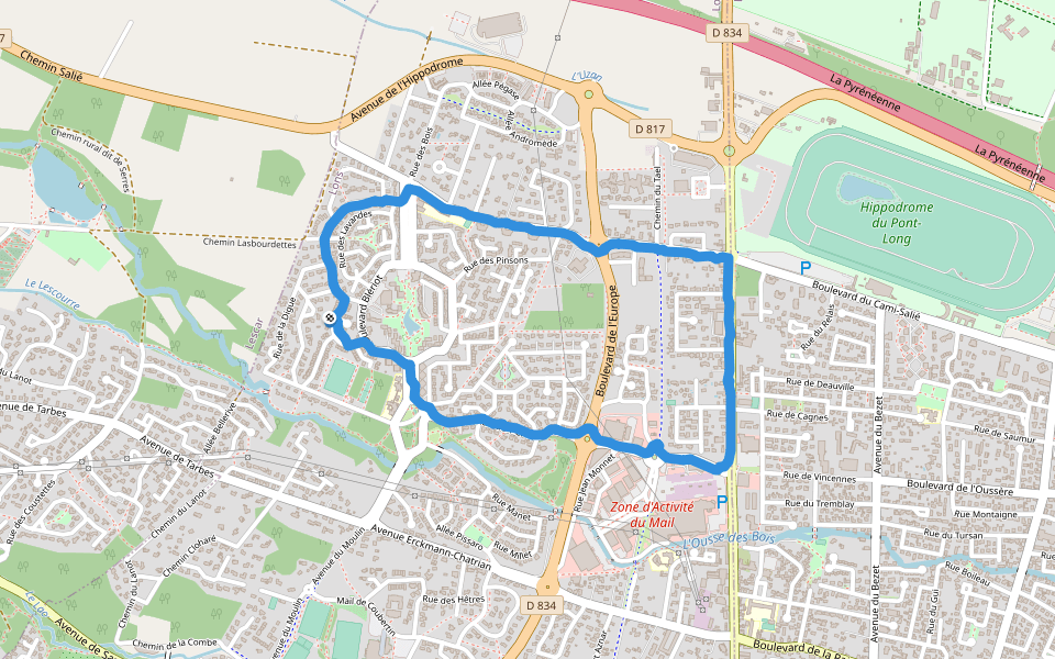 Hôtel Le Fer à Cheval walking route map in Lons