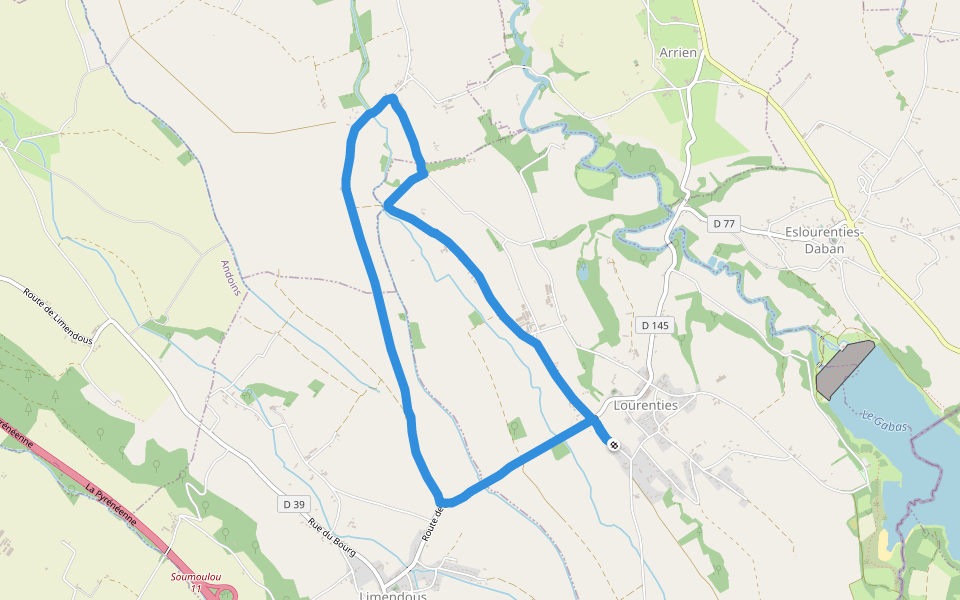 La Souye walking route map in Lourenties