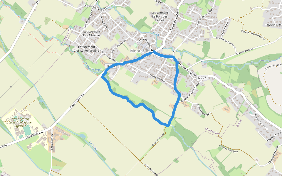 Polysports walking route map in Montardon