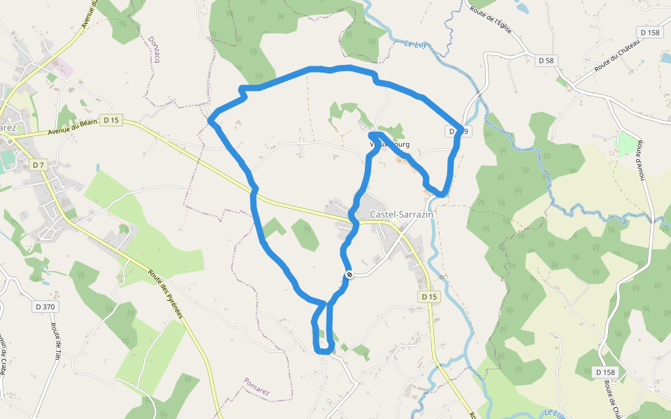 Le Luy walking route map in Castel-Sarrazin