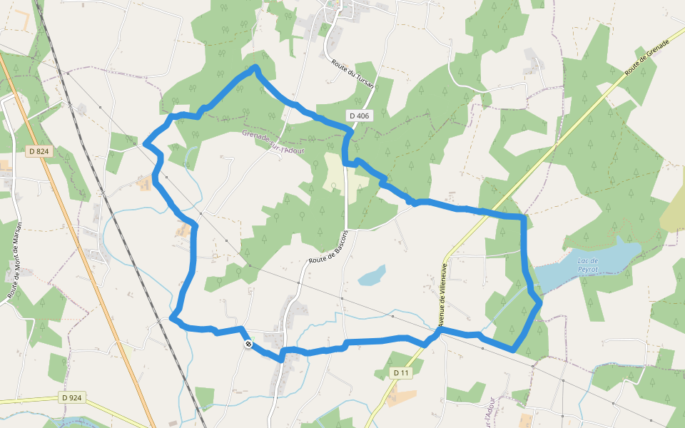 Parcours de santé walking route map in Grenade-sur-l'Adour