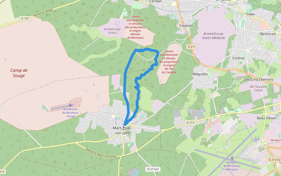 Moulin bidon moulin bonneau walking route map in Martignas-sur-Jalle