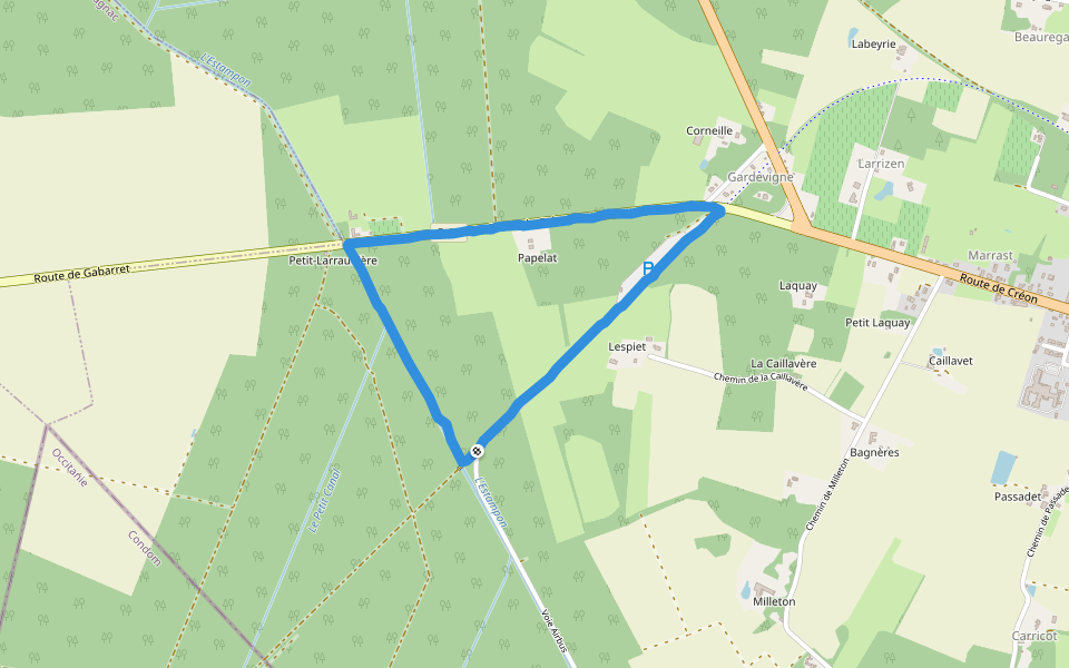 L'Estampon walking route map in Gabarret