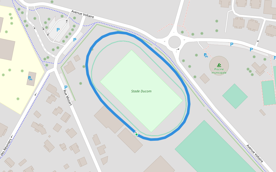 Stade Ducom walking route map in Biscarrosse