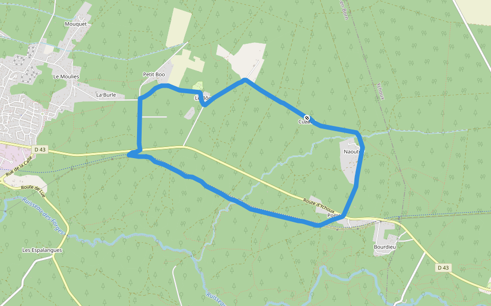 Aire Naturelle De Bôo walking route map in Parentis-en-Born