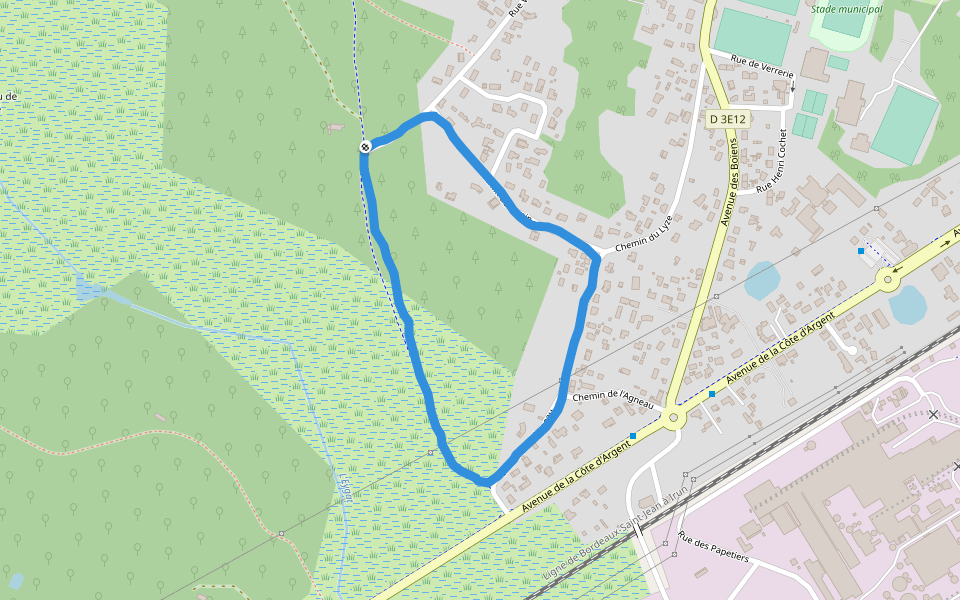 Delta de l'Eyre walking route map in Biganos