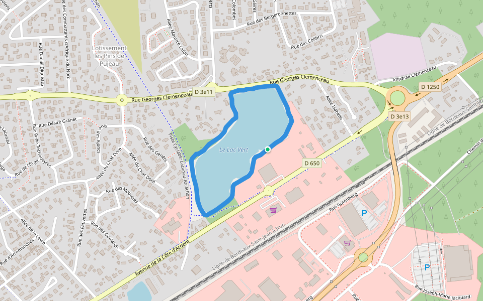 Le Lac Vert walking route map in Biganos