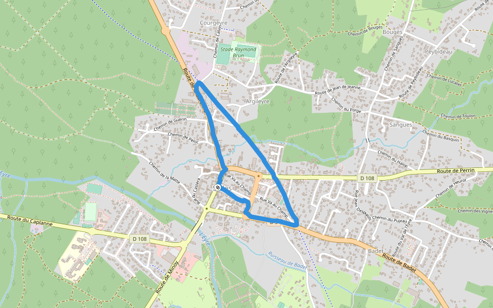 Place de la Mairie walking route map in Salles