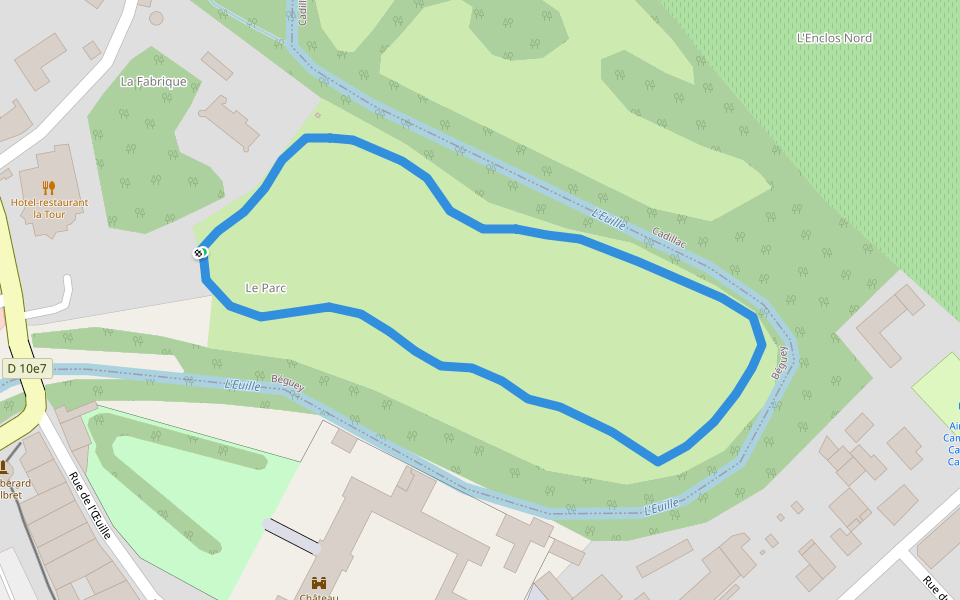 Le Parc walking route map in Beguey