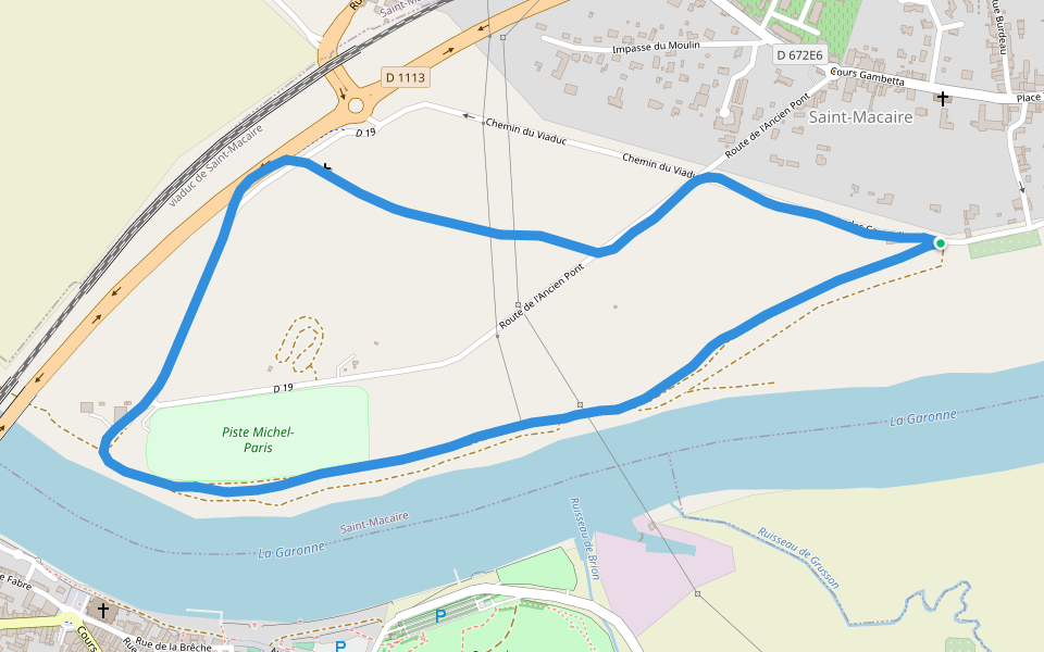 Berges de Garonne walking route map in Saint-Macaire