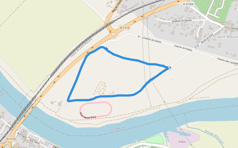 La Garonne walking route map in Saint-Macaire