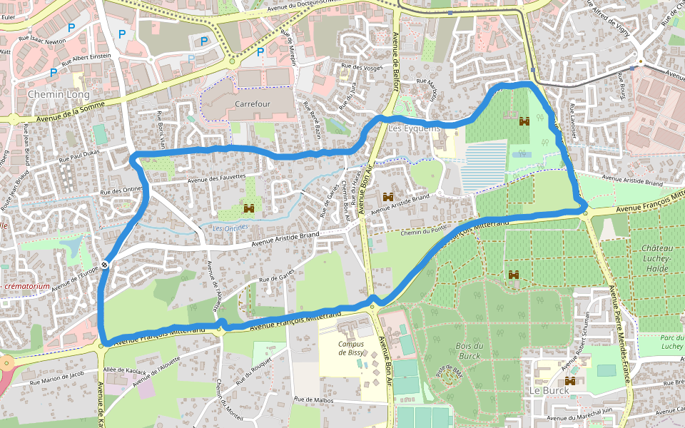 Bois du Burck walking route map in Mérignac