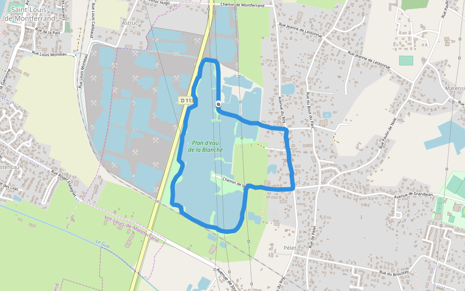 Plan d'eau de la Blanche walking route map in Ambarès-et-Lagrave