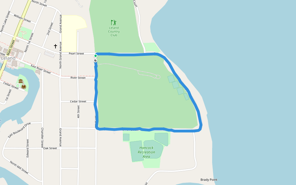 Bartholomew Park - Pearl Street walking route map in Leland